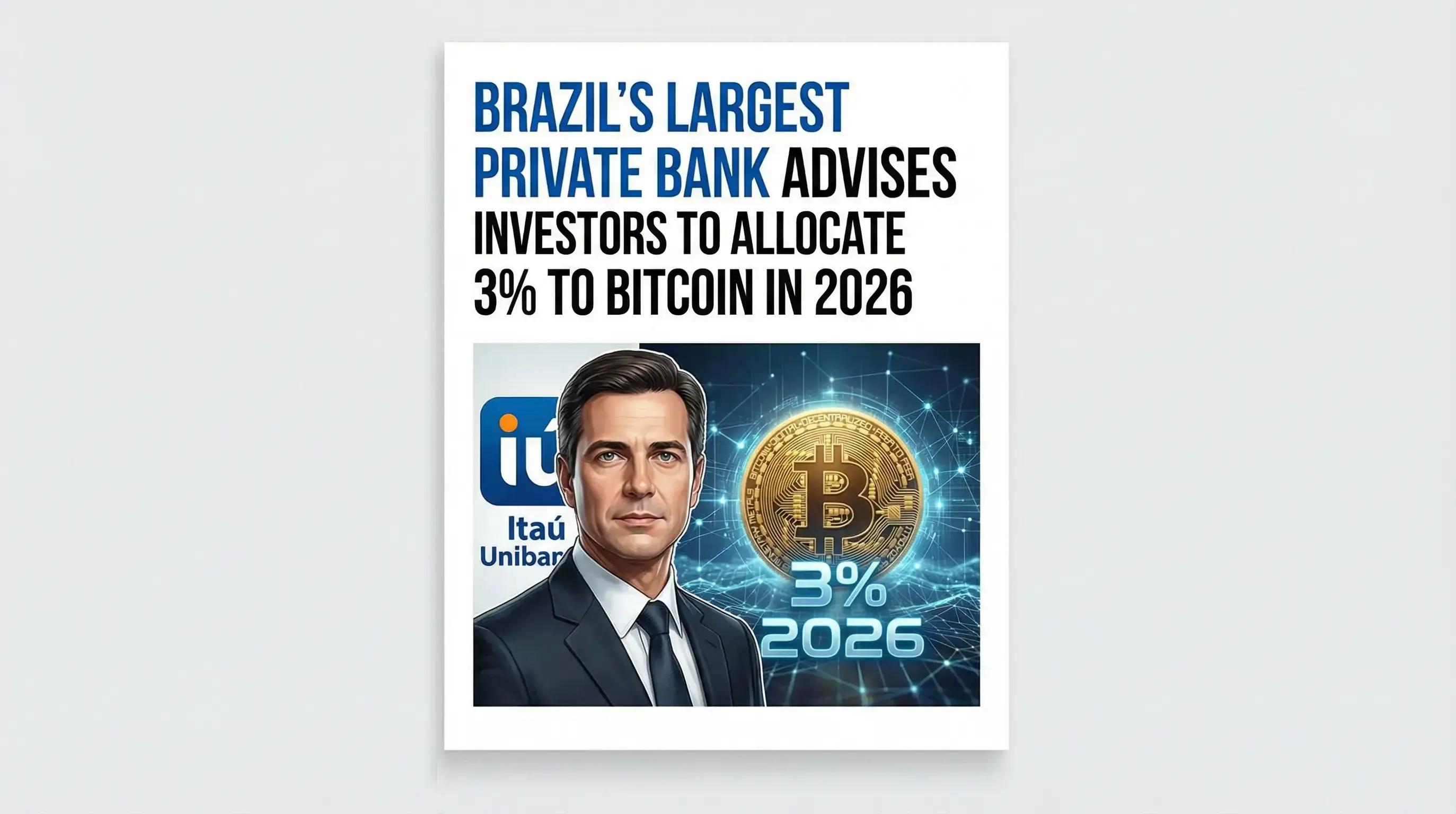 Itaú, Brazil's Banking Giant, Advises Clients to Allocate Up to 3% of Portfolios to Bitcoin by 2026